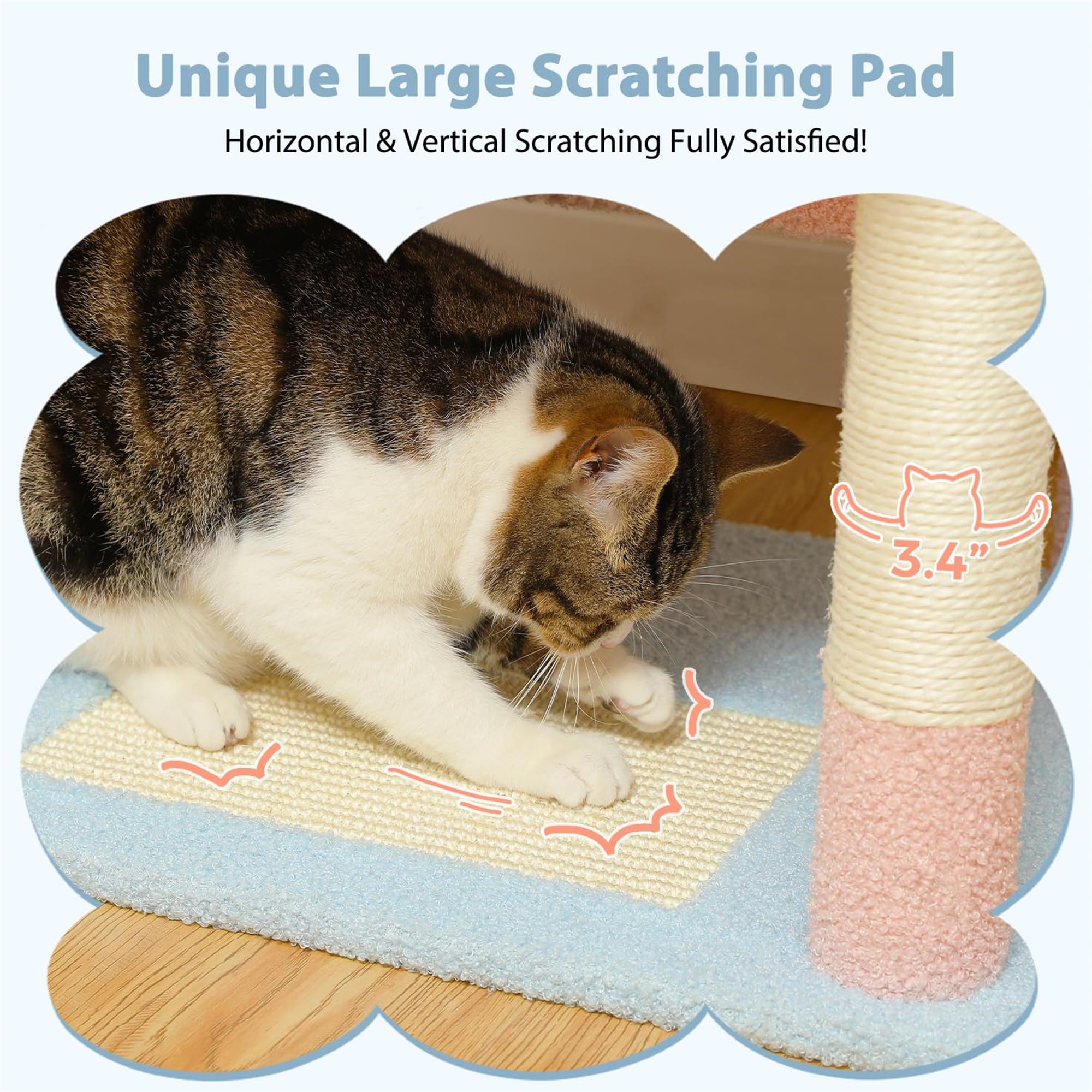 Pefilos 72" Large Cat Tree Tower with Sisal Scratching Post, Indoor Cat Condo for Big Cat Maine Coon, Blue