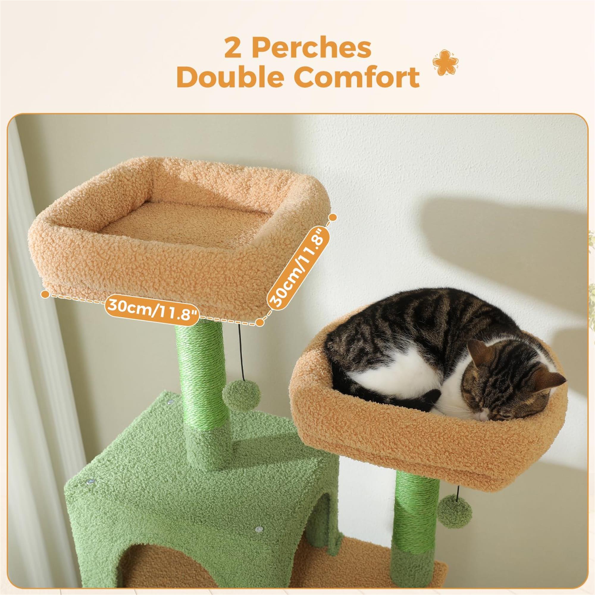 Pefilos 72" Large Cat Tree Tower with Sisal Scratching Post, Indoor Cat Condo for Big Cat Maine Coon, Green