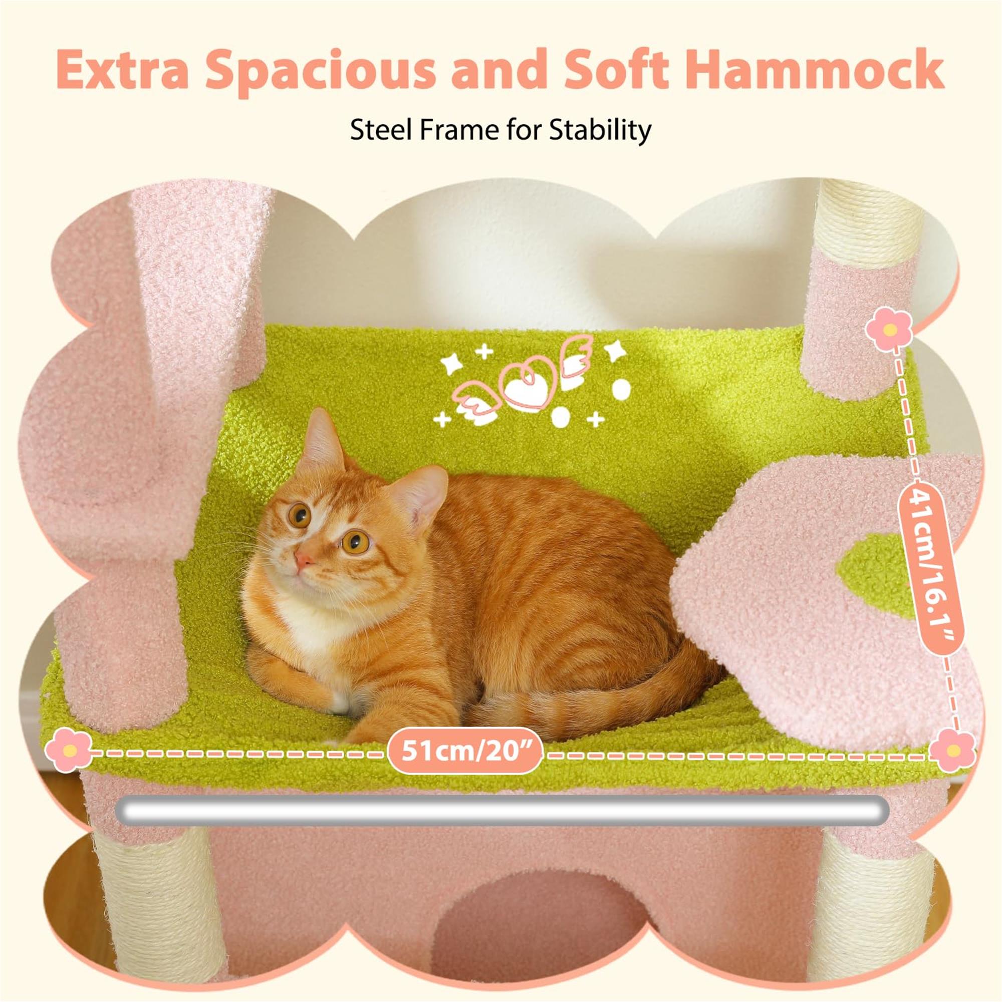 Pefilos 72" Large Cat Tree Tower with Sisal Scratching Post, Indoor Cat Condo for Big Cat Maine Coon, Pink