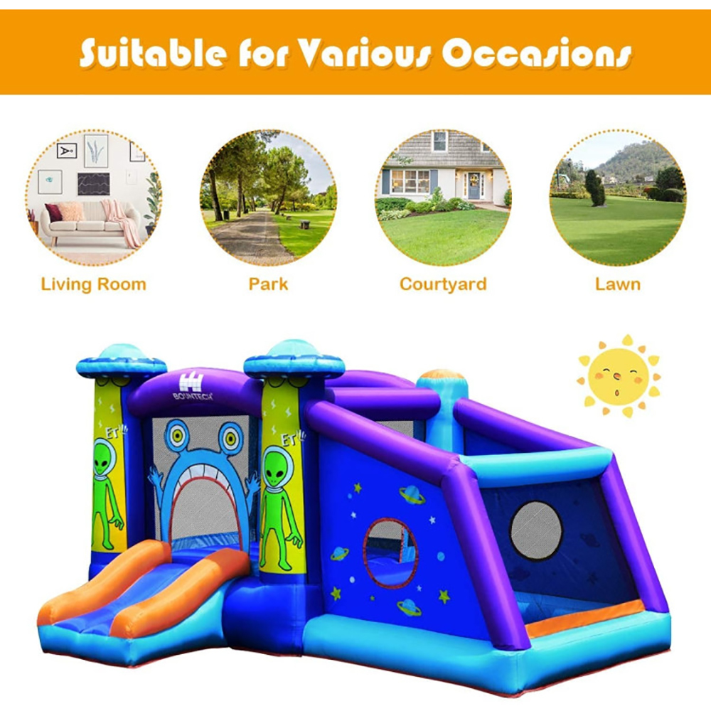 Aimee Lii Inflatable Kids Bouncy Castle with 480W Air Blower, Playhouse for Kids Outdoor