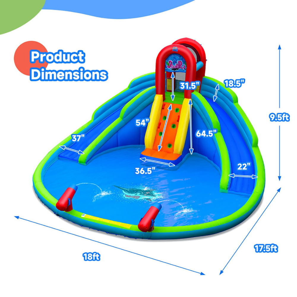 Aimee Lii Inflatable Waterslide Bounce House with Upgraded Handrail without Blower, Bounce House Water Slide for Kids 3-10