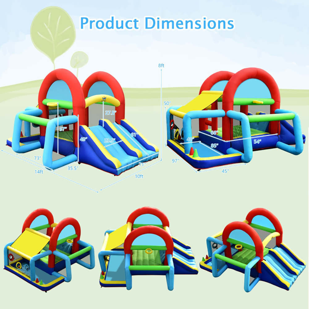 Aimee Lii Inflatable Jumping Castle Bounce House with Dual Slides without Blower, Playhouse for Kids Outdoor