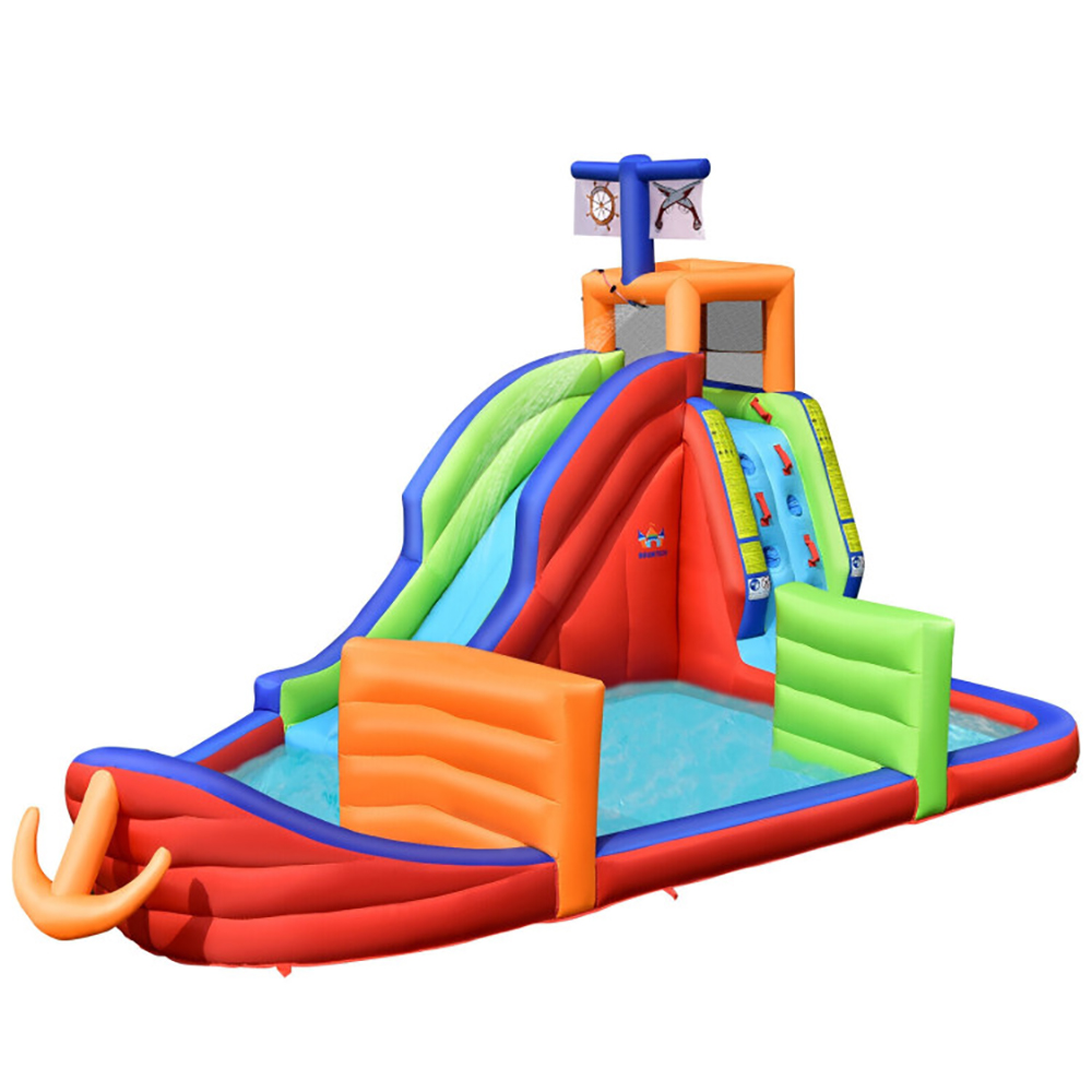 Aimee Lii 6-in-1 Pirate Ship Waterslide Kid Inflatable Castle with Water Guns and 735W Blower, Bounce House Water Slide for Kids