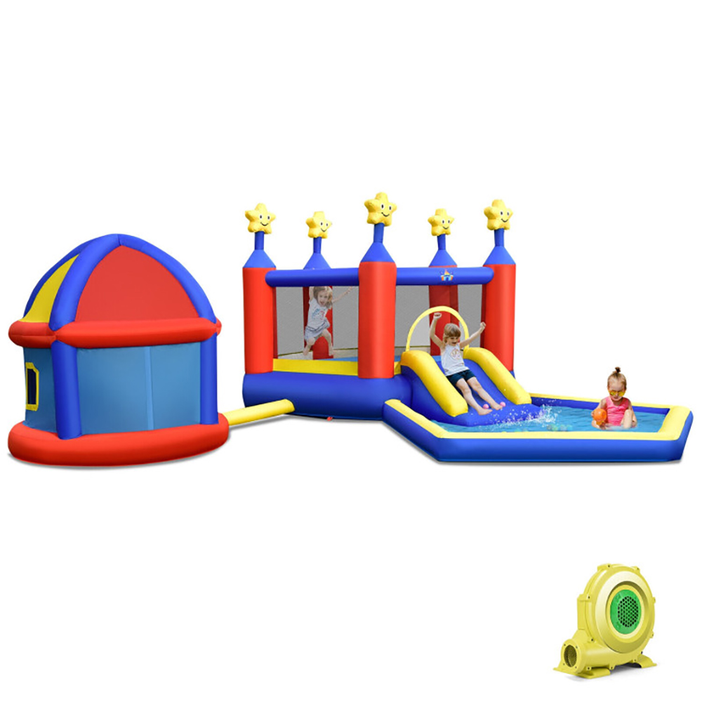 Aimee Lii Kids Inflatable Bouncy Castle with Slide Large Jumping Area Playhouse and 735W Blower, Kids Bounce House