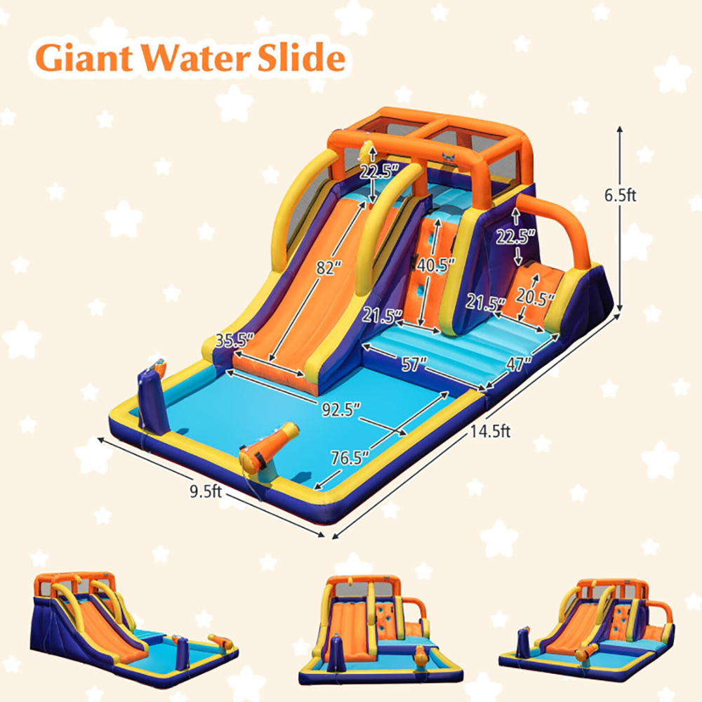 Aimee Lii 4-in-1 Kids Bounce Castle with Splash Pool without Blower, Kids Bounce House for 3-12