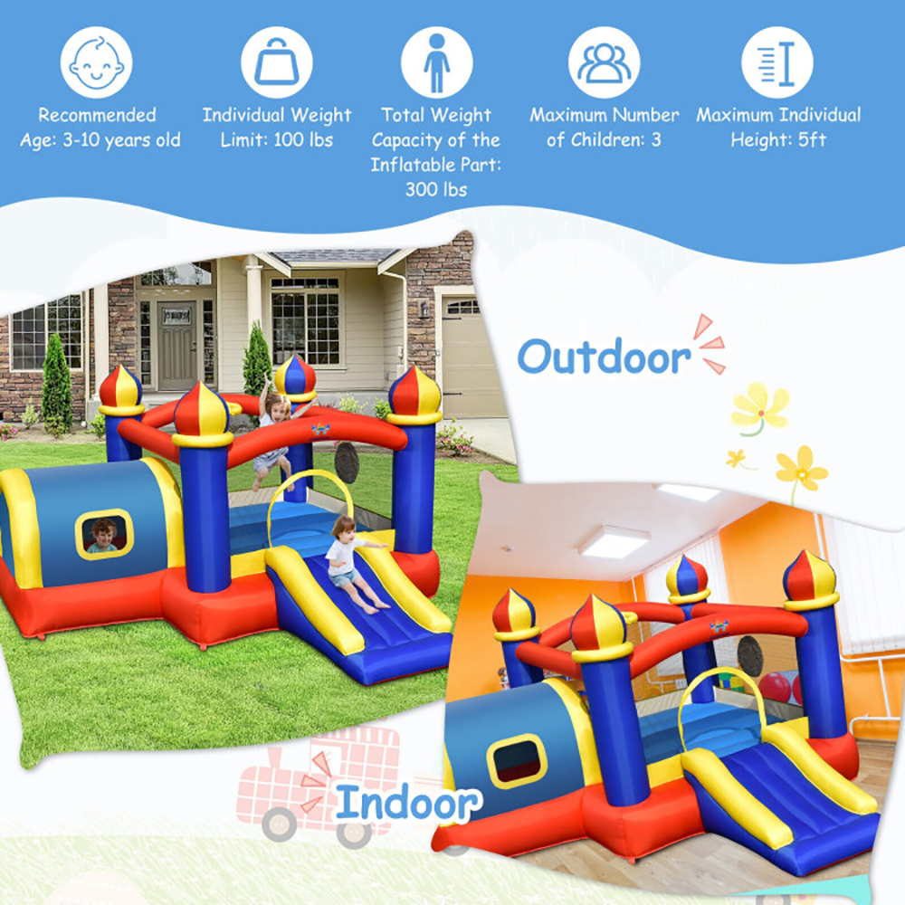 Aimee Lii Inflatable Castle Kids Bounce House with Slide Jumping, Playhouse for Kids Outdoor