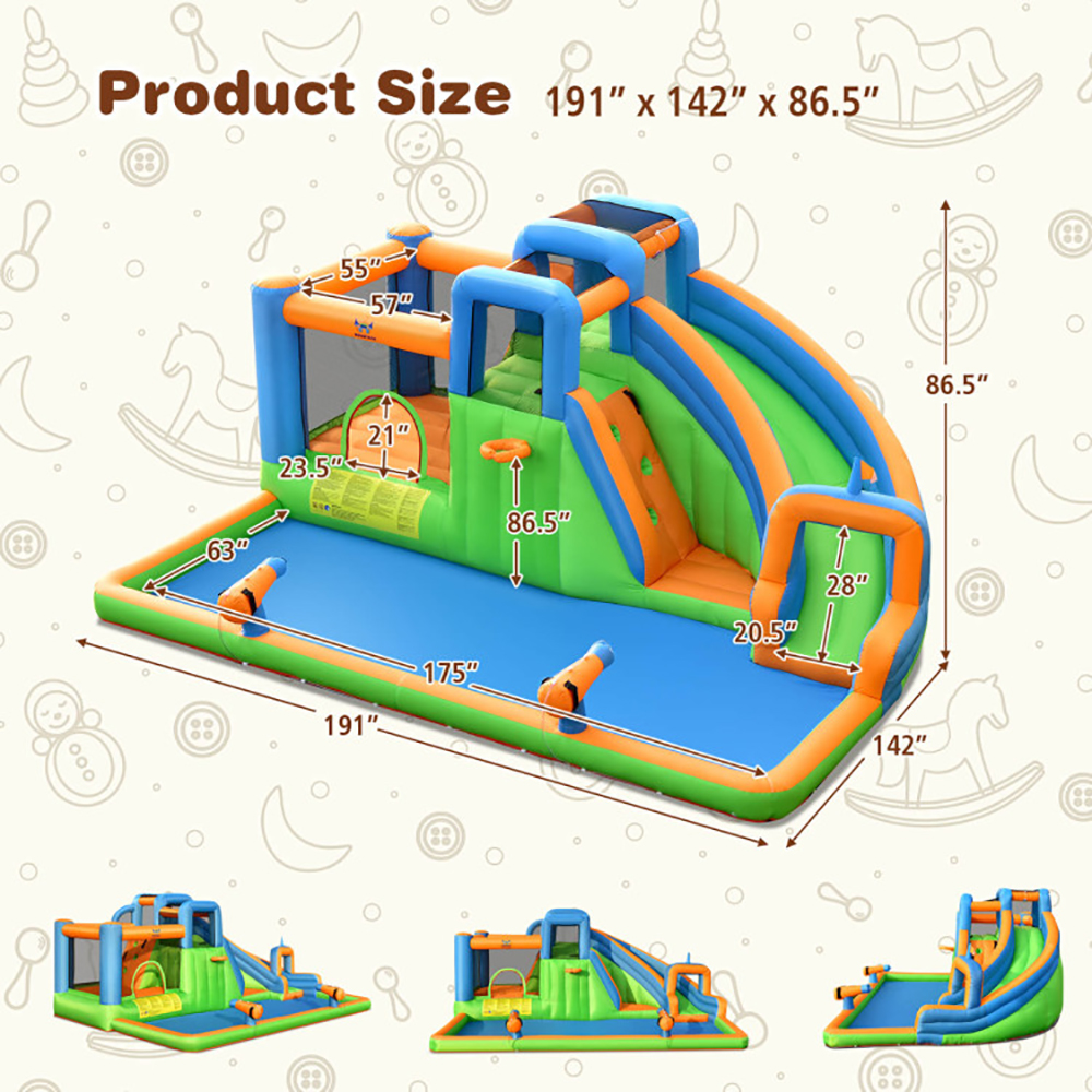 Aimee Lii Inflatable Water Slide with Dual Climbing Walls and Blower Excluded, Kids Bounce House Water Slide