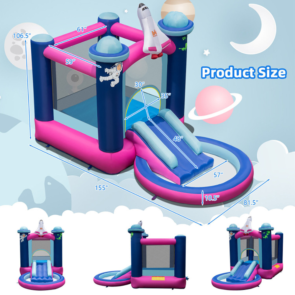 Aimee Lii 3-in-1 Inflatable Space-themed Bounce House with 480W Blower, Kids Bounce House for 3-10