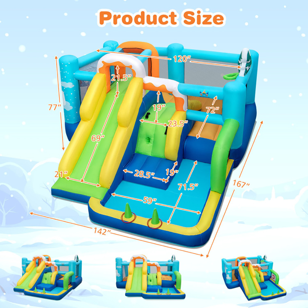 Aimee Lii 7-in-1 Kids Inflatable Bounce House with Jumping Area without Blower, Playhouse for Kids Outdoor