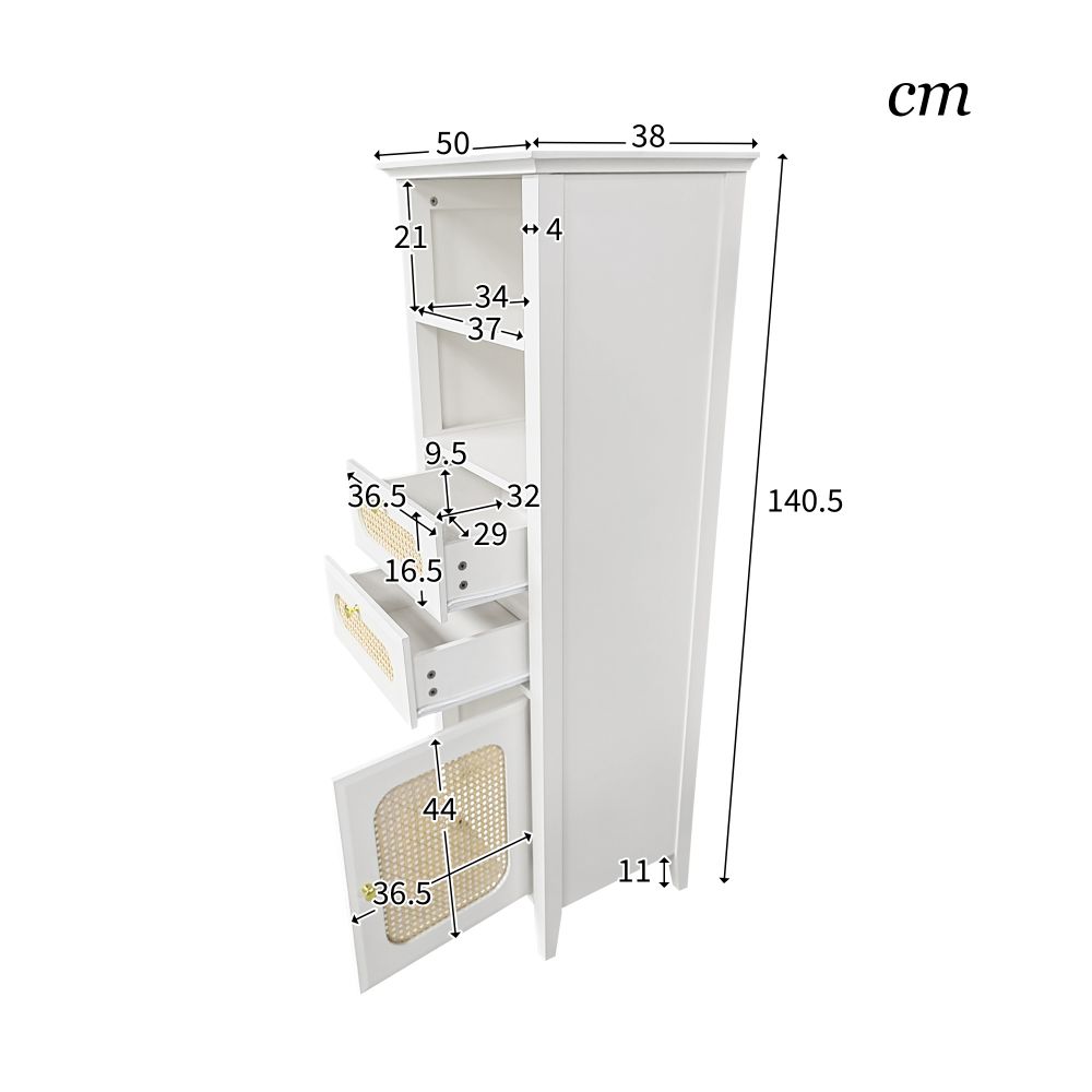 Armoire haute, vitrine de salon, rotin, vernis, meubles de salon