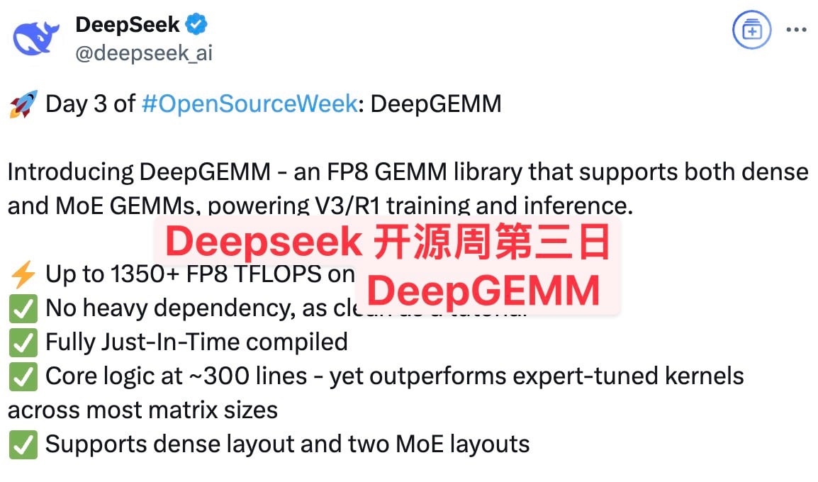 Deepseek 开源周第三发：DeepGEMM